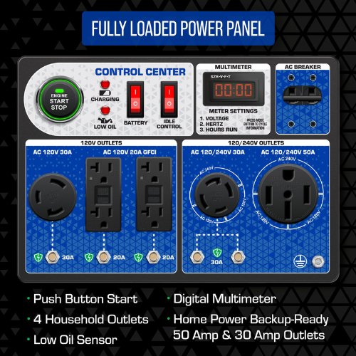 DuroMax - DuroMax XP10000HX 8000W/10000W Dual Fuel CO Alert Electric Start Generator New - Tiny Home Equipment