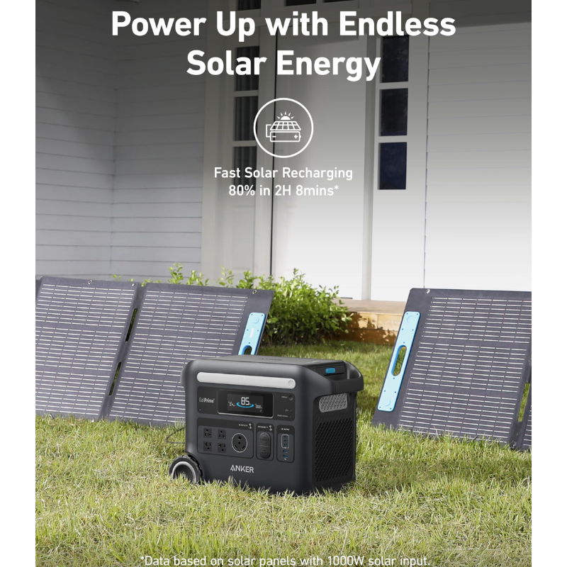 Anker SOLIX F2600 Solar Generator - 2560Wh  | 2400W | 200W Solar Panel Power Up With Endless Solar Energy