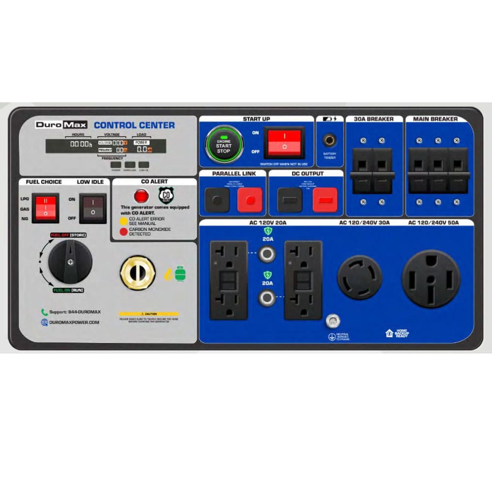 Duromax XP11000iHT Tri-Fuel Inverter Generator Control Center