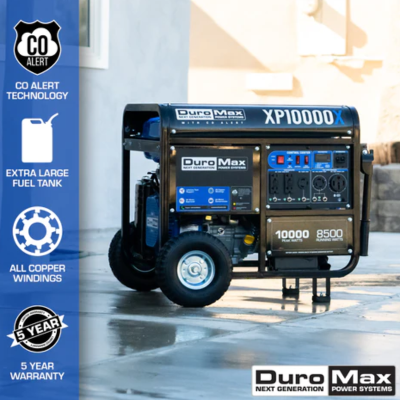 DuroMax 10,000 Watt Gasoline Portable Generator w CO Alert Key Features