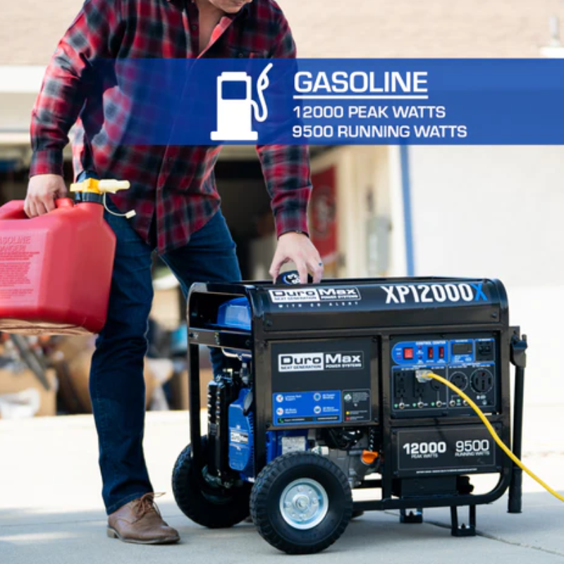 DuroMax 12,000 Watt Gasoline Portable Generator w CO Alert Gasoline