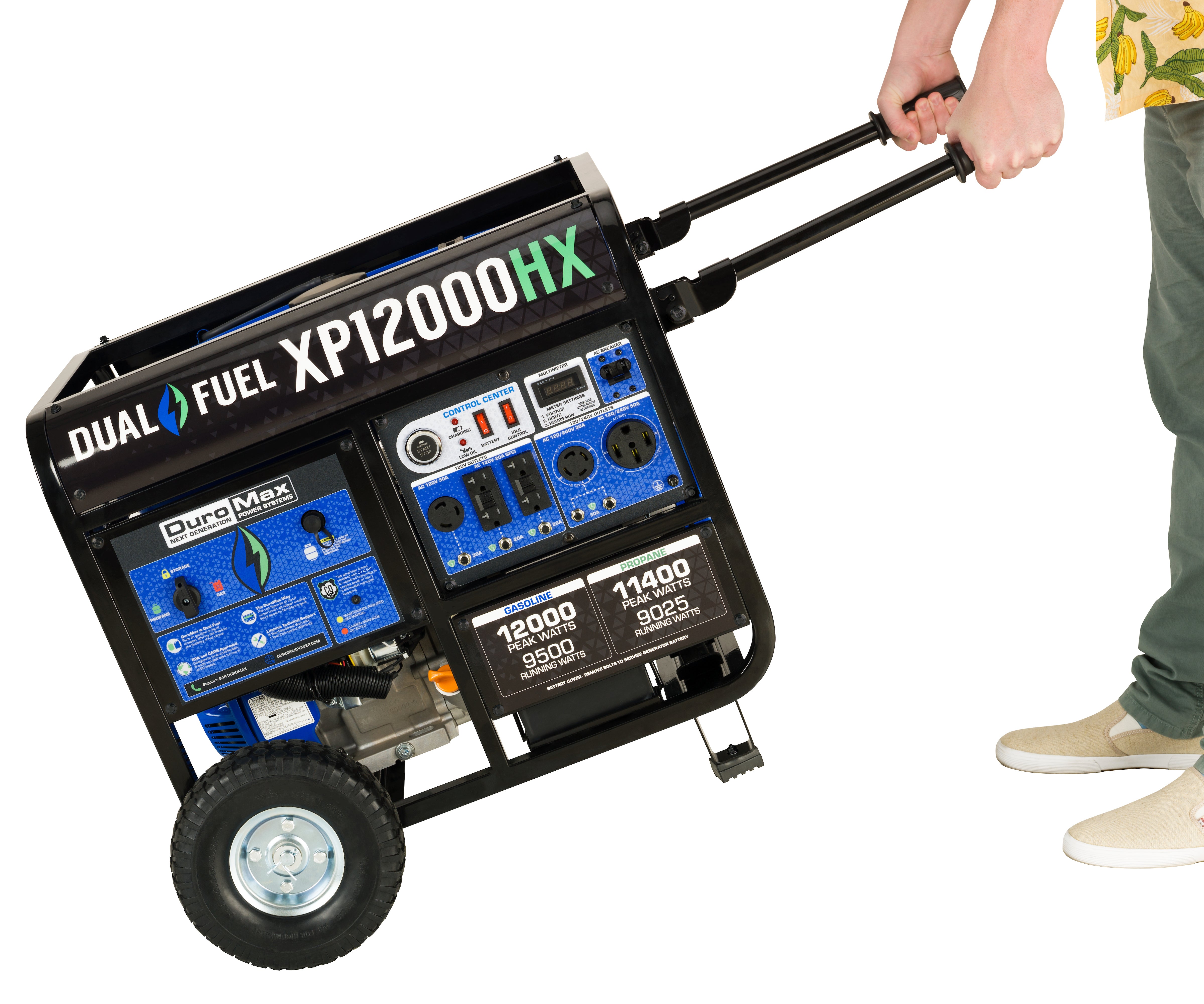 DuroMax XP12000HX 9500W/12000W Dual Fuel - Easy to Carry