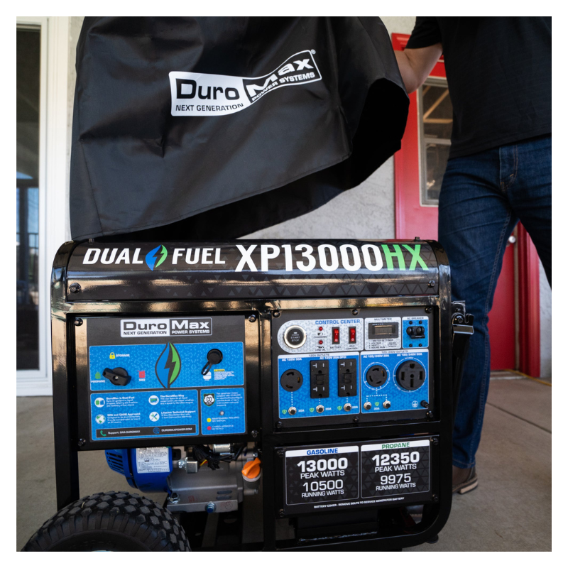 DuroMax XPLGC Large Weather Resistant Dust Guard Portable Generator Cover- Lift View