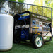 DuroMax 15,000 Watt Electric Start Tri-Fuel Portable Generator Gasoline. Outdoors. Power Panel with covers made for outdoors.