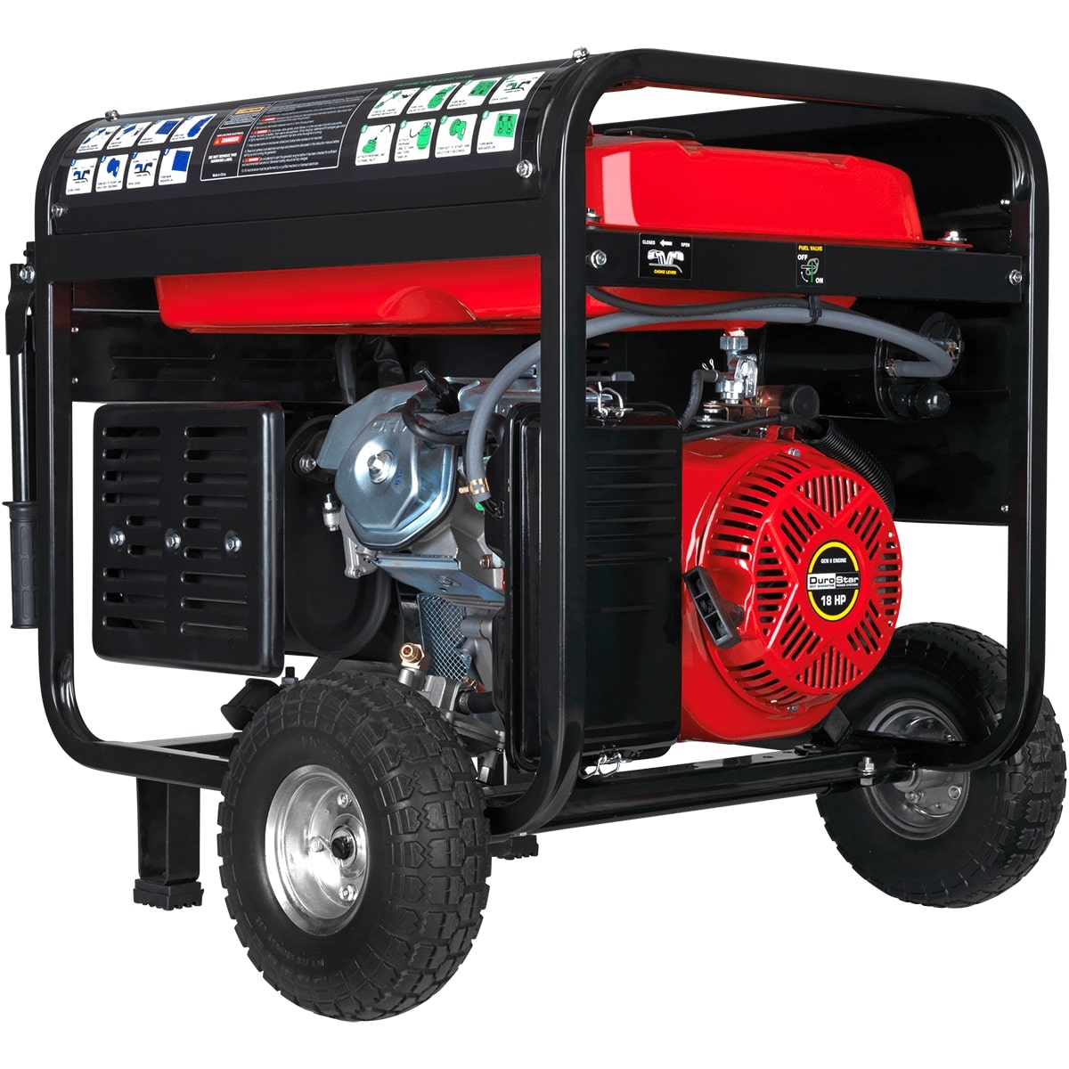 DuroStar DS10000EH 10,000W 439cc Dual Fuel Portable Generator w Electric Start Back View 2
