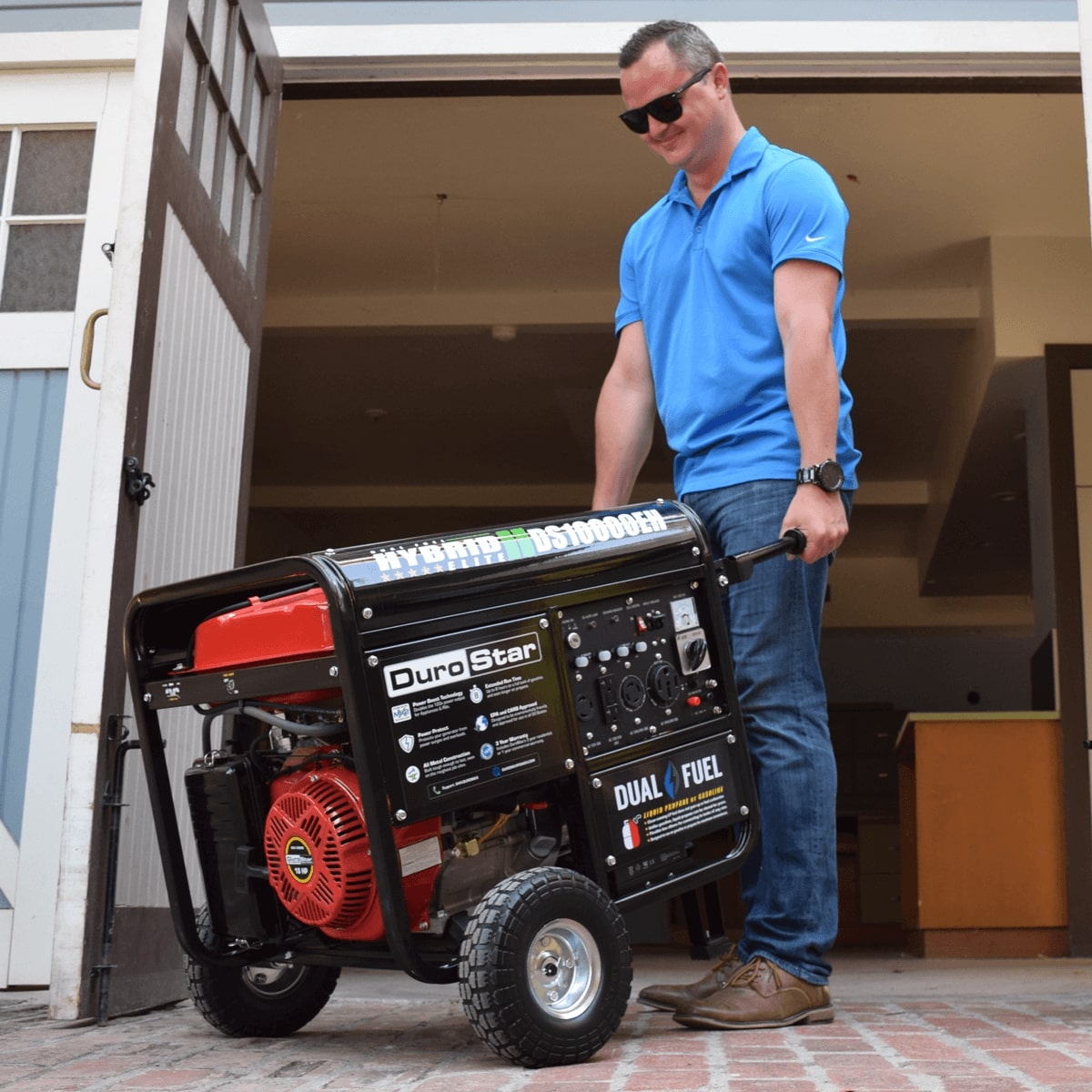 DuroStar DS10000EH 10,000W 439cc Dual Fuel Portable Generator w/ Electric Start Left Side View