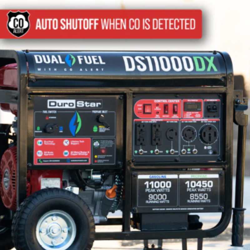 DuroStar DS11000DX 11,000 Watt Dual Fuel Portable Generator w/ CO Alert Auto Shutoff