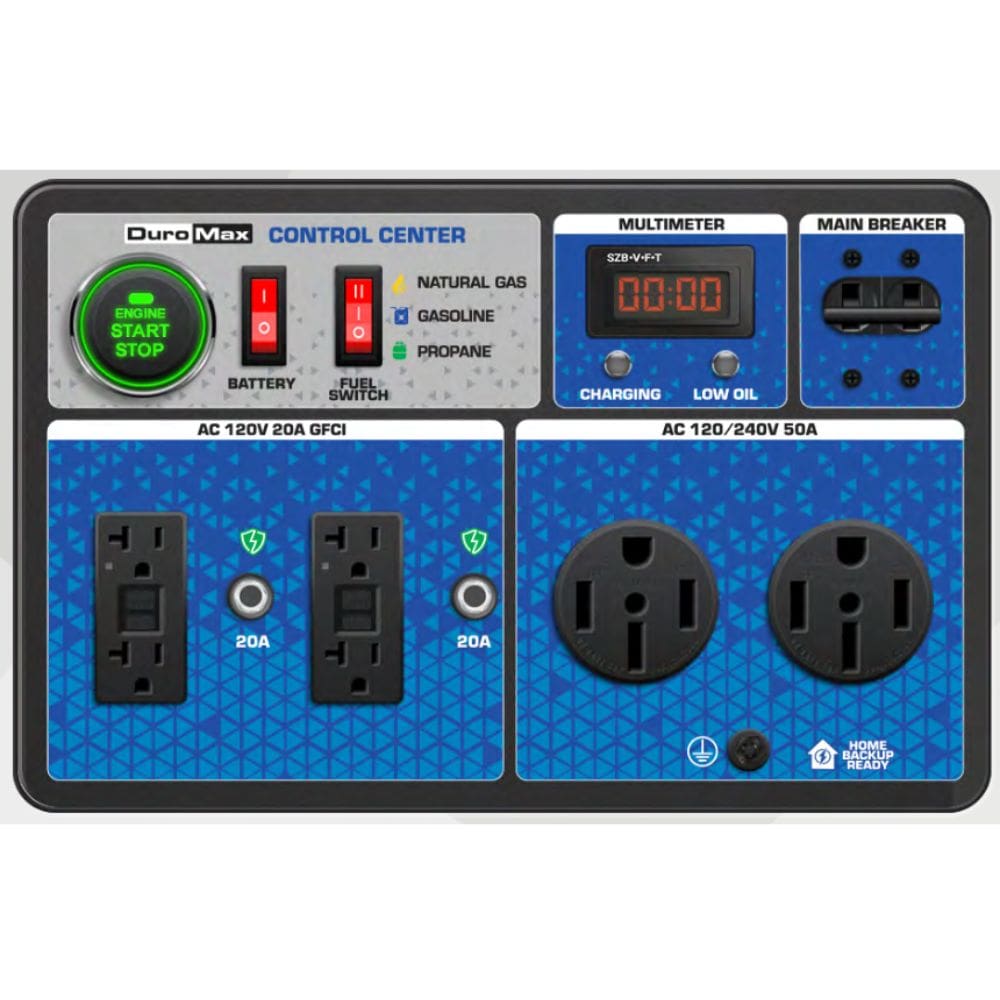 Duromax XP15000HXT+ Tri-Fuel EFI Generator - Control Center