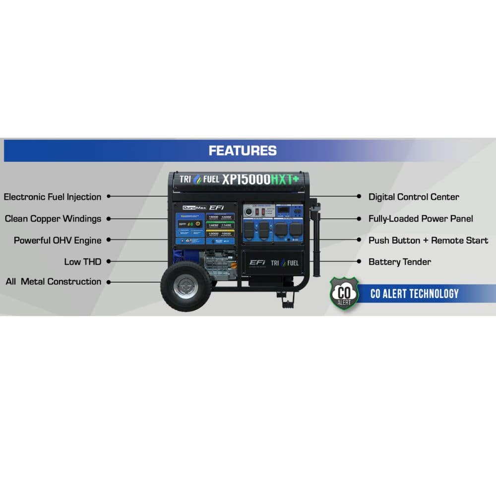 Duromax XP15000HXT+ Tri-Fuel EFI Generator - Specifications