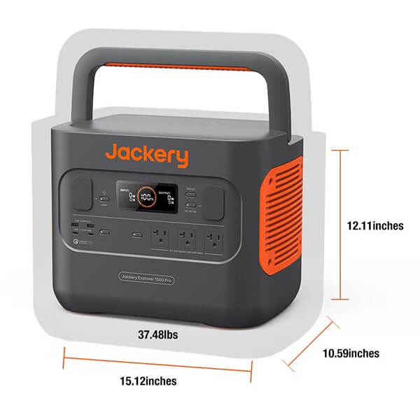 Jackery Explorer 1500 Portable Power Station Corner View Dimensions