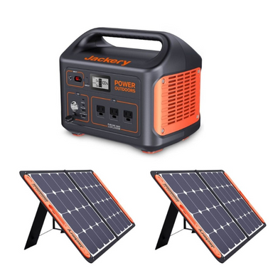 Jackery Solar Generator 880 Front Side View With Two Solar Panels