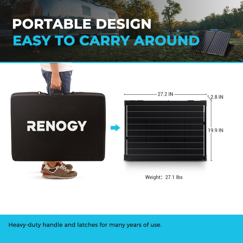 Renogy 100 Watt 12 Volt Monocrystalline Foldable Solar Suitcase with Voyager Easy To Carry