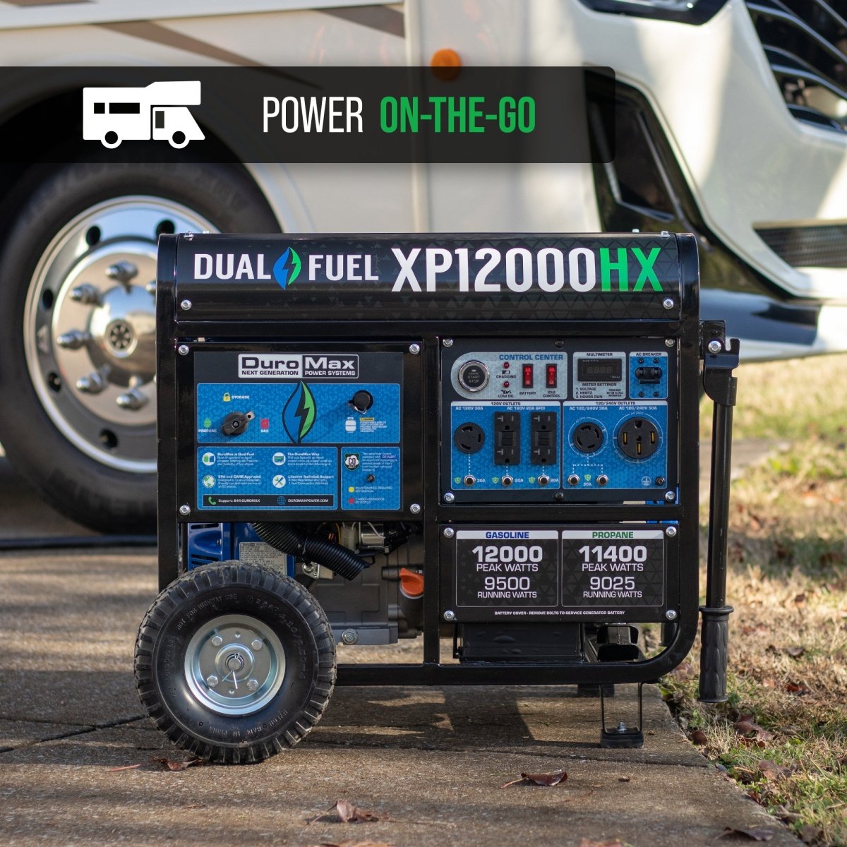 DuroMax - DuroMax XP12000HX 9500W/12000W Dual Fuel CO Alert Electric Start Generator New - Tiny Home Equipment