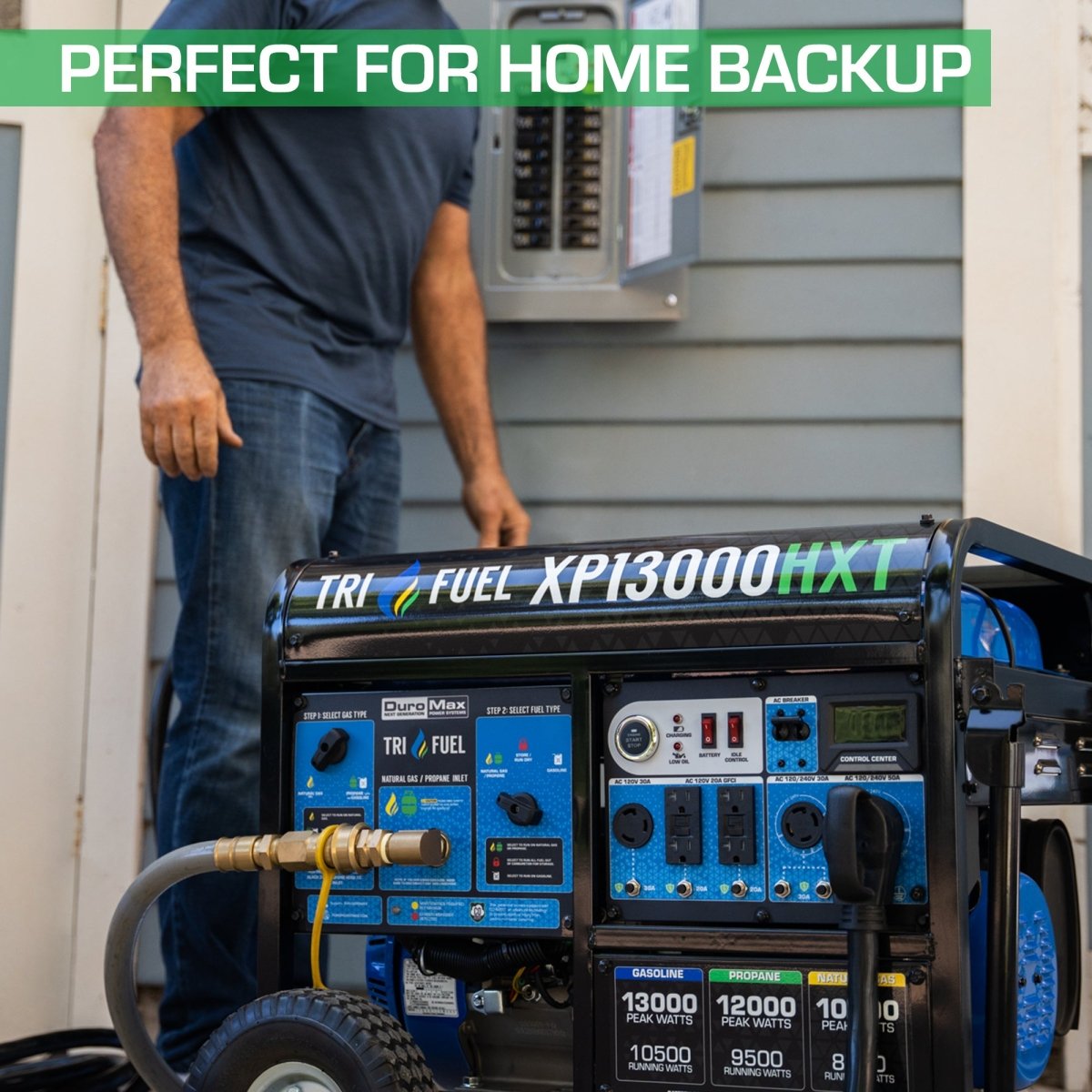 DuroMax - Duromax XP13000HXT - 10500W/13000W Tri - Fuel Generator | Gas, Propane, Natural Gas - Tiny Home Equipment