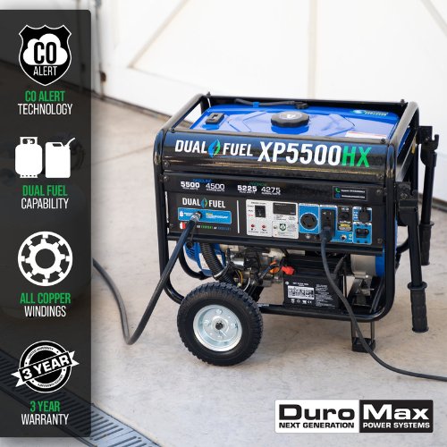 DuroMax - DuroMax XP5500HX 4500W/5500W Dual Fuel CO Alert Electric Start Generator New - Tiny Home Equipment