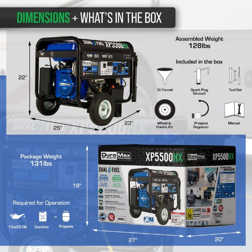 DuroMax - DuroMax XP5500HX 4500W/5500W Dual Fuel CO Alert Electric Start Generator New - Tiny Home Equipment