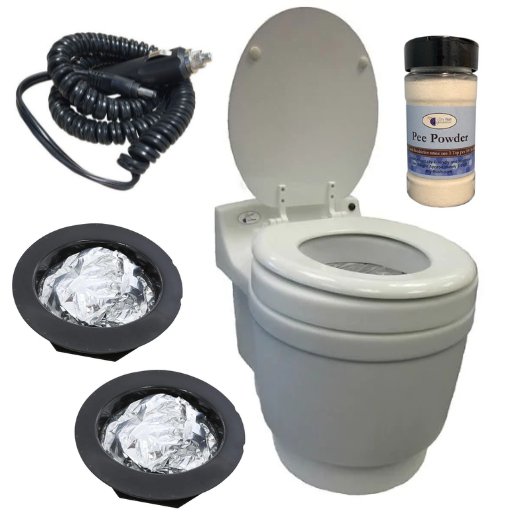 Laveo - Dry Flush Portable Toilet with DC Power Cord by Laveo - DF1045DC - Tiny Home Equipment