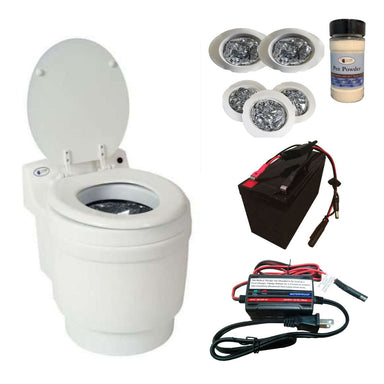 Battery Powered Laveo Dry Flush Toilet - White