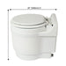 Battery Powered Laveo Dry Flush Toilet - Side View With Dimensions