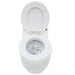 Battery Powered Laveo Dry Flush Toilet - Front View Lid Up