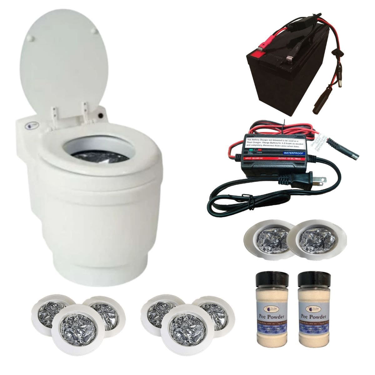 Battery Powered Laveo™ by Dry Flush - Super Pack in White