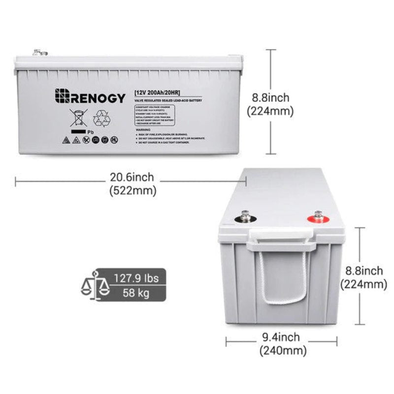 Renogy - Renogy Deep Cycle AGM Battery 12V 200Ah - Tiny Home Equipment