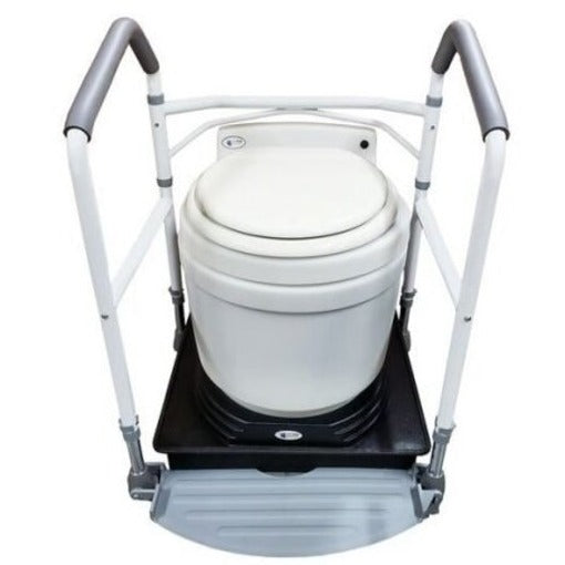 Dry Flush Portable Toilet, Deluxe Handrail, and 3 inch Lift Kit