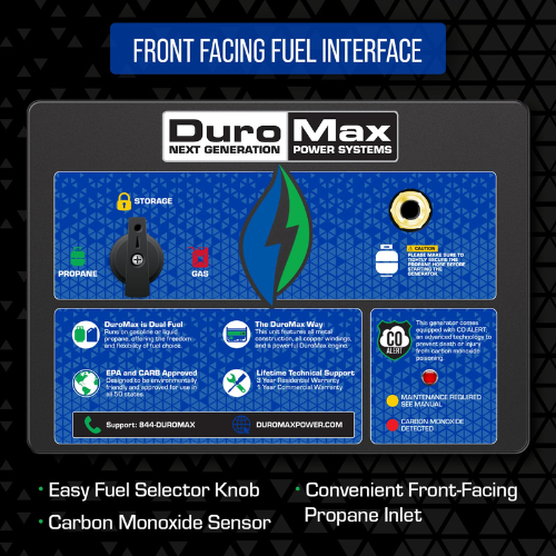 DuroMax XP10000HX - Front Facing Fuel interface
